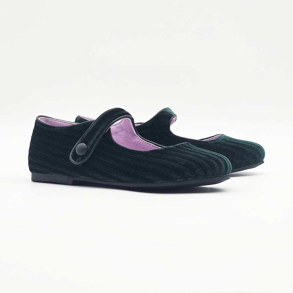 Toddler Emerald Forest Velvet Ballet Flats