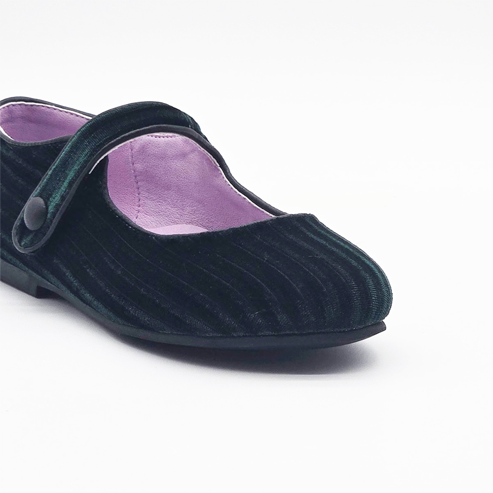 Girls Emerald Forest Velvet Ballet Flats