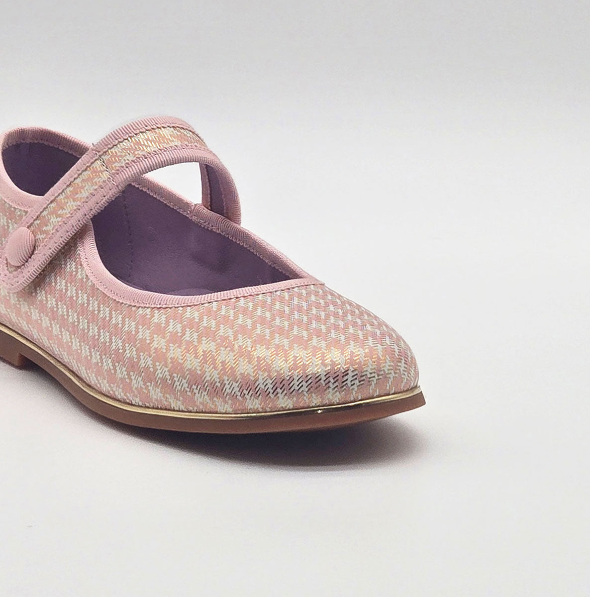 Girls Sweet Rosette Houndstooth Ballet Flats