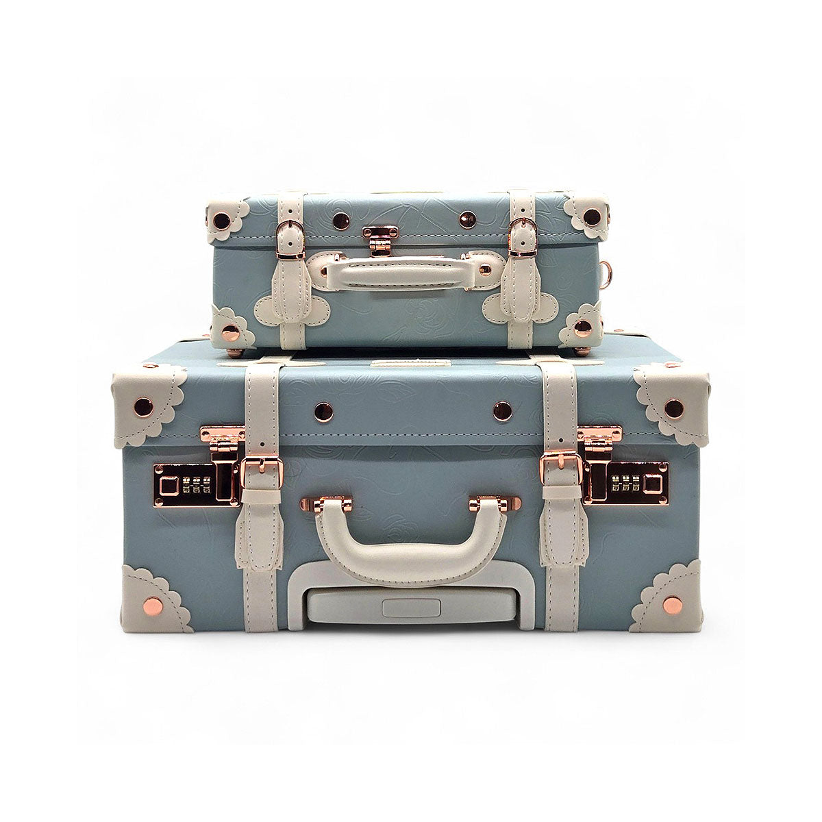 Vintage Rose Traveler Luggage Set - Sky Blue (2-Piece)